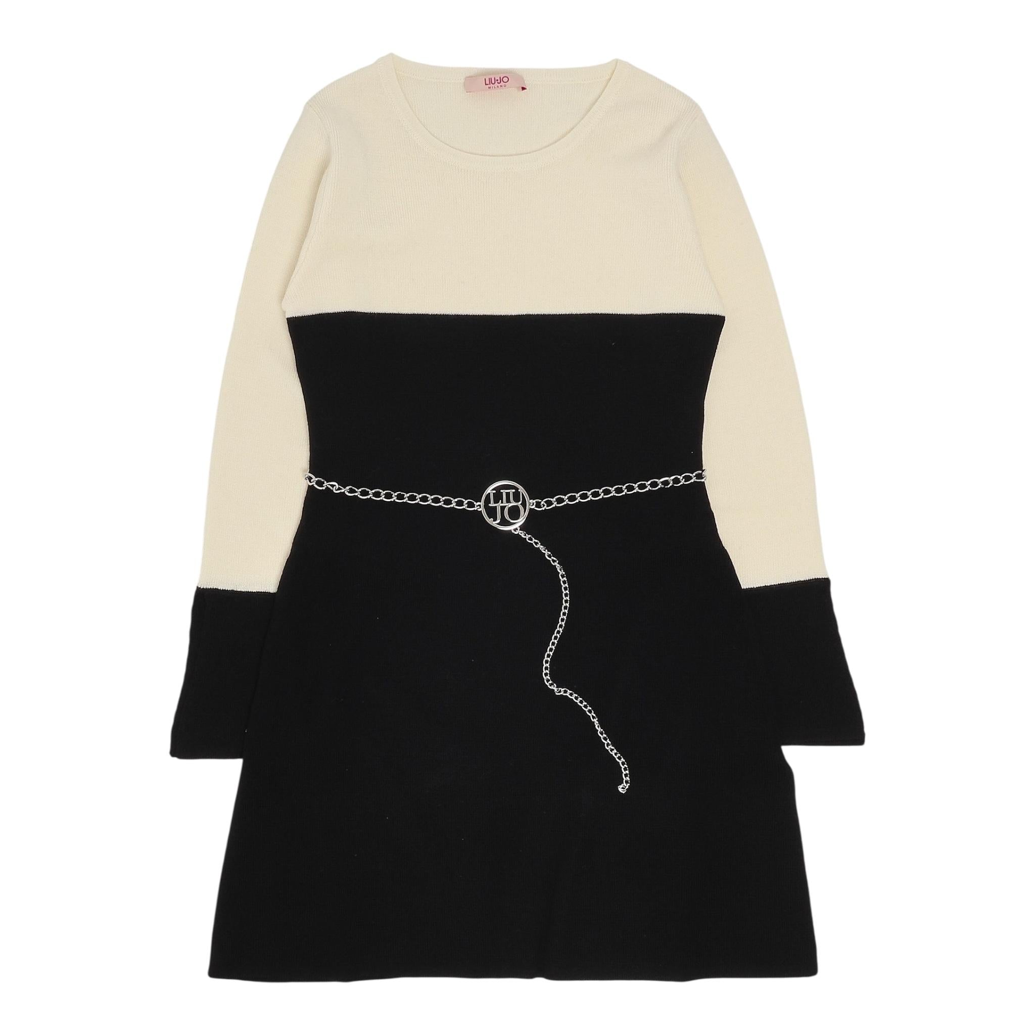 LIU JO abito manica lunga bicolore Panna/nero per Bambina GF4134XX PANNA/NERO LIU JO 