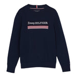 Tommy Hilfiger Maglia Girocollo Tinta Unita con Stampa per Bambino KB0KB09344 BLU TOMMY HILFIGER 