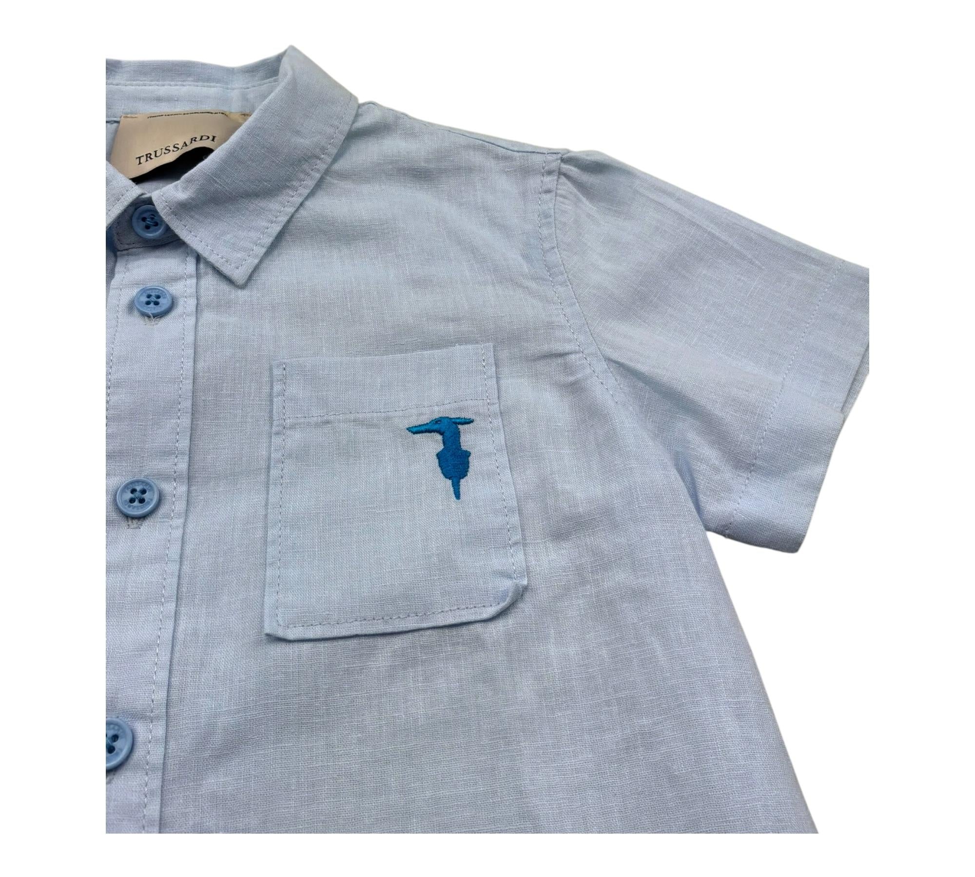 Trussardi Completo 2 Pezzi Camicia-Bermuda Tinta Unita per Bambino TBP26019CL AZZURRO TRUSSARDI 