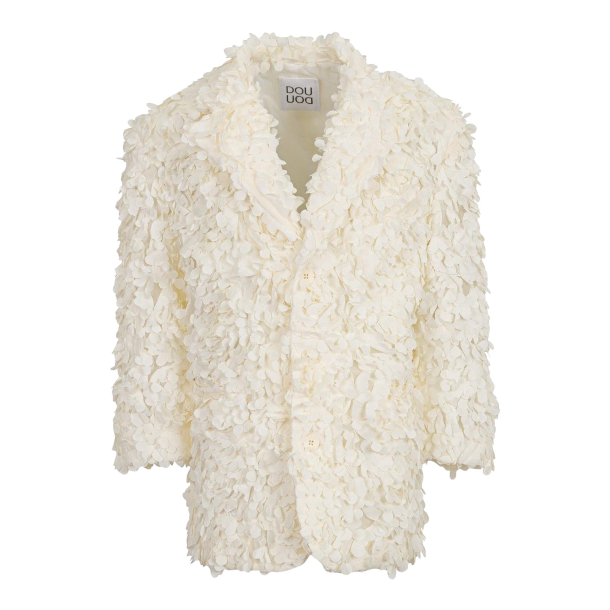 Dou Dou Giacca Tinta Unita con Applicazioni per Bambina DW2A34 BIANCO DOU DOU 