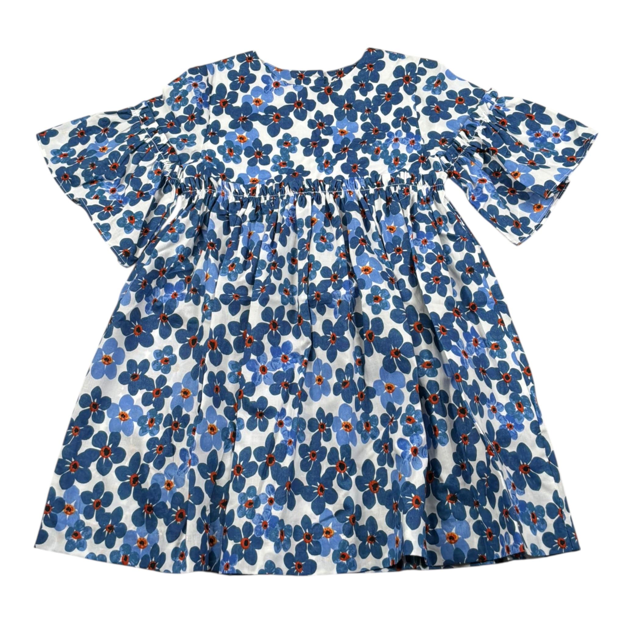 Malvi & Co Abito Mezza Manica Tinta Unita Fantasia Floreale per Bambina S25M018VEPF BIANCO MALVI & CO 