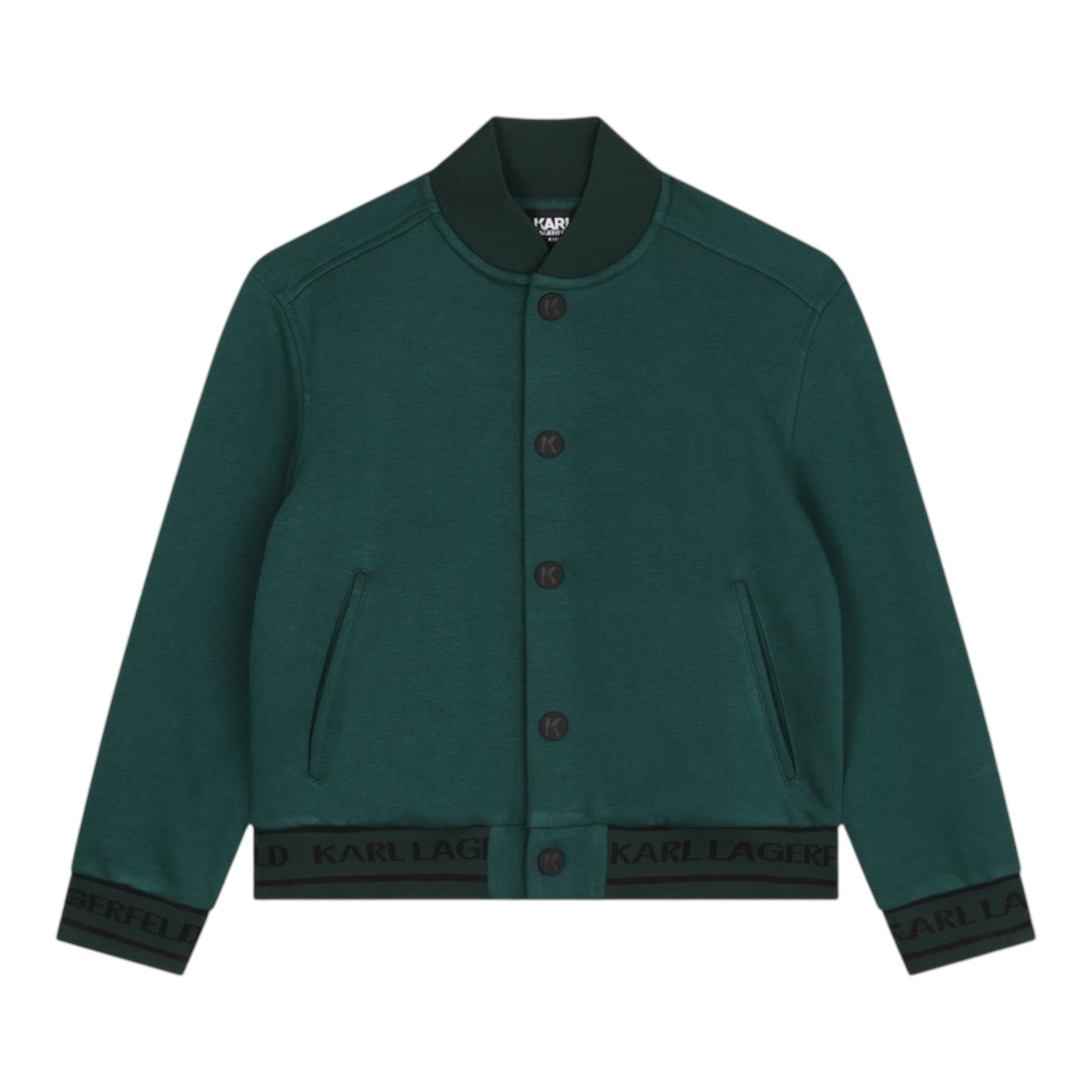 KARL LAGERFELD felpa con bottoni tinta unita Verde per Bambino Z30259 VERDE KARL LAGERFELD 