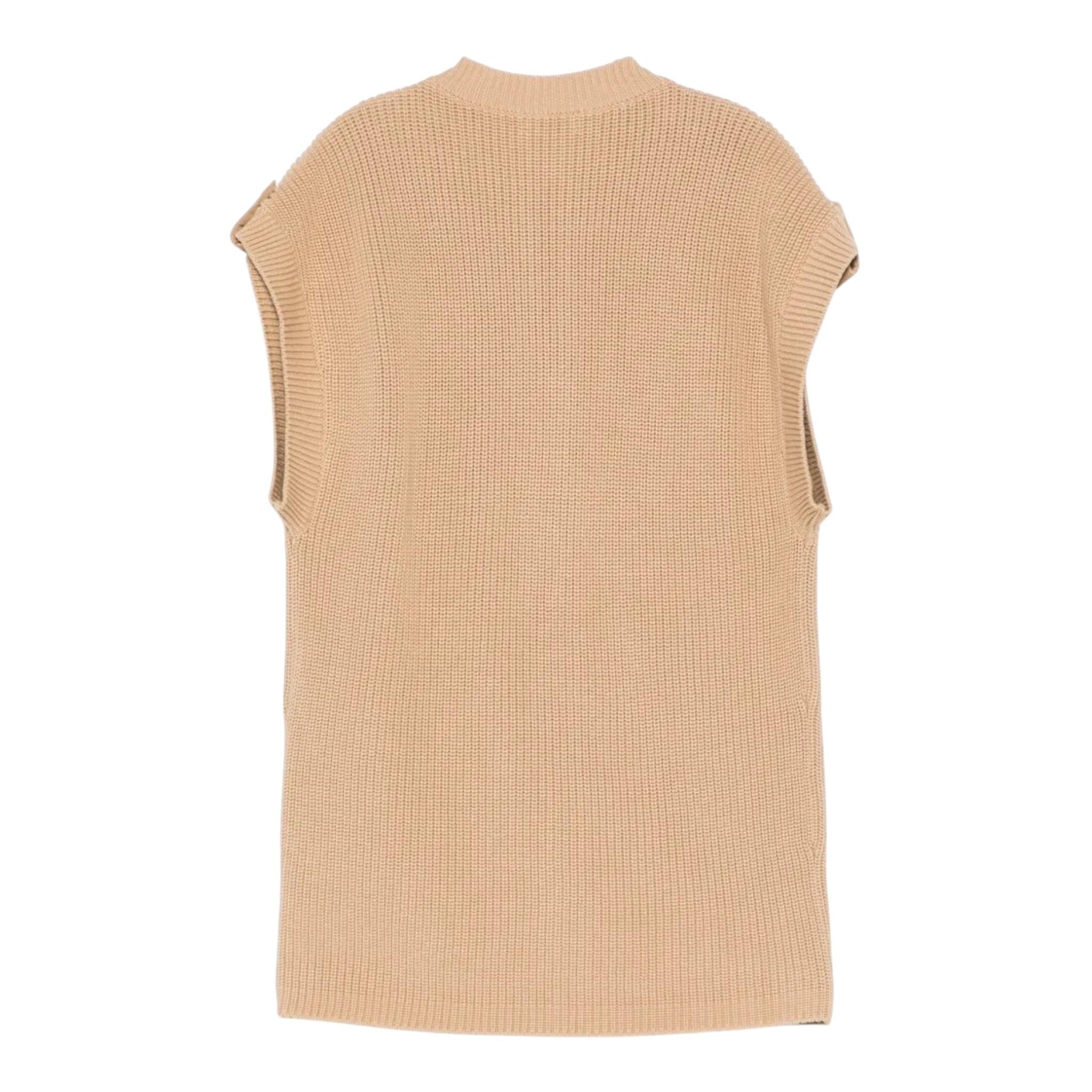 Pinko Gilet In Maglia Girocollo Tinta Unita per Bambina KFMA002X SABBIA PINKO 