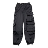 Disclaimer Pantalone Tinta Unita Modello Cargo Con Elastico In Vita Nero Per Bambina