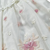 Barcellino Abito Cerimonia Tinta Unita con Ricami per Neonata 9387 BIANCO BARCELLINO 