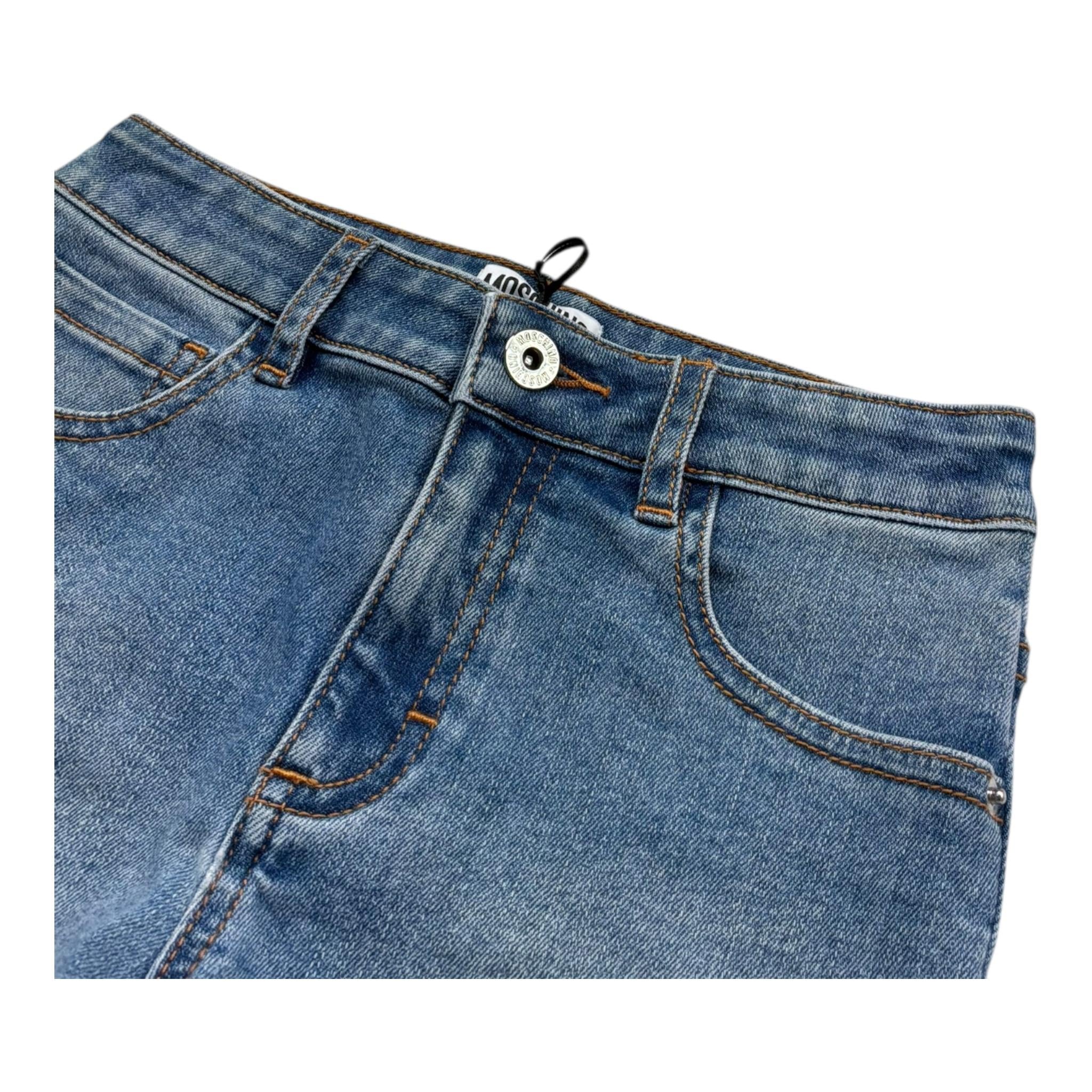 Moschino Short In Denim Tinta Unita per Bambina HDQO1X BLU MOSCHINO 