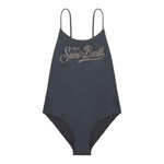 Saint Barth Costume Intero Tinta Unita con Brillantini per Bambina CECILLEJR GRIGIO SAINT BARTH 