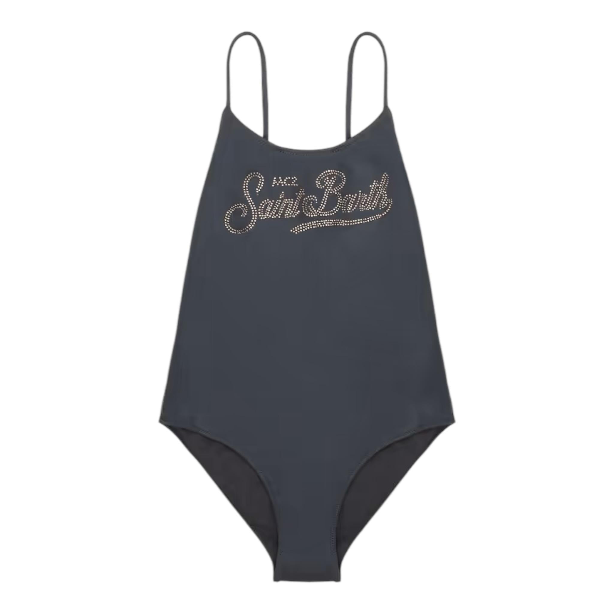 Saint Barth Costume Intero Tinta Unita con Brillantini per Bambina CECILLEJR GRIGIO SAINT BARTH 