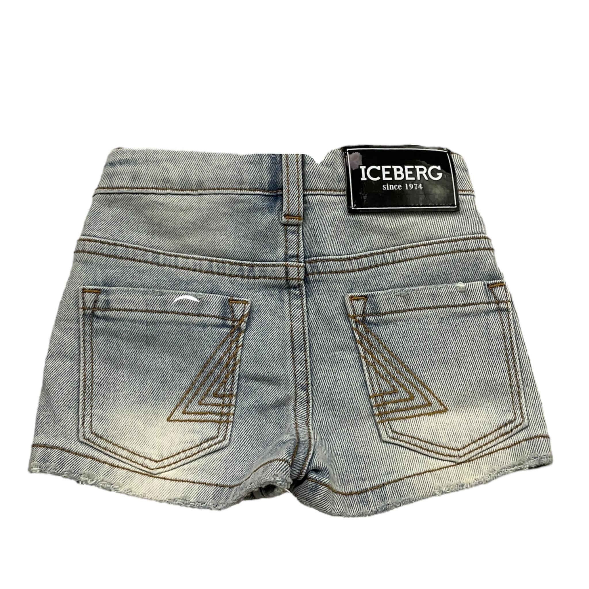 Iceberg Bermuda In Denim Tinta Unita con Girovita Regolabile per Neonato BMICE5100B AZZURRO ICEBERG 