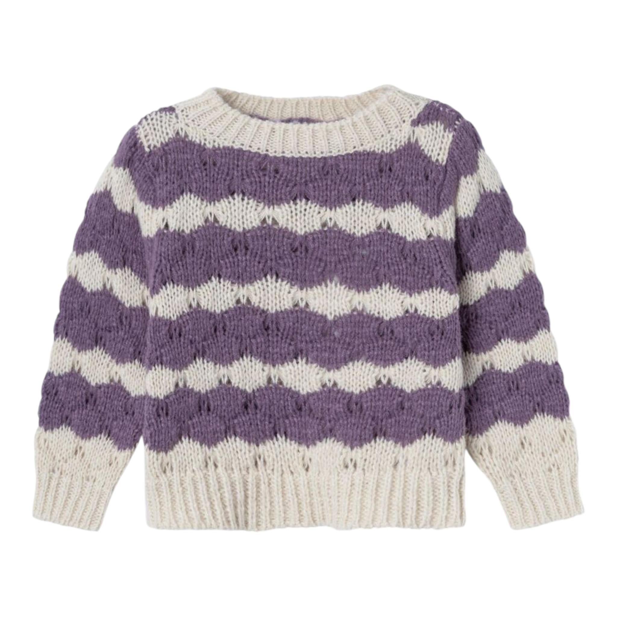 NAME IT maglia bicolore con fantasia a righe Panna/viola per Bambina 13233150 PANNA/VIOLA NAME IT 