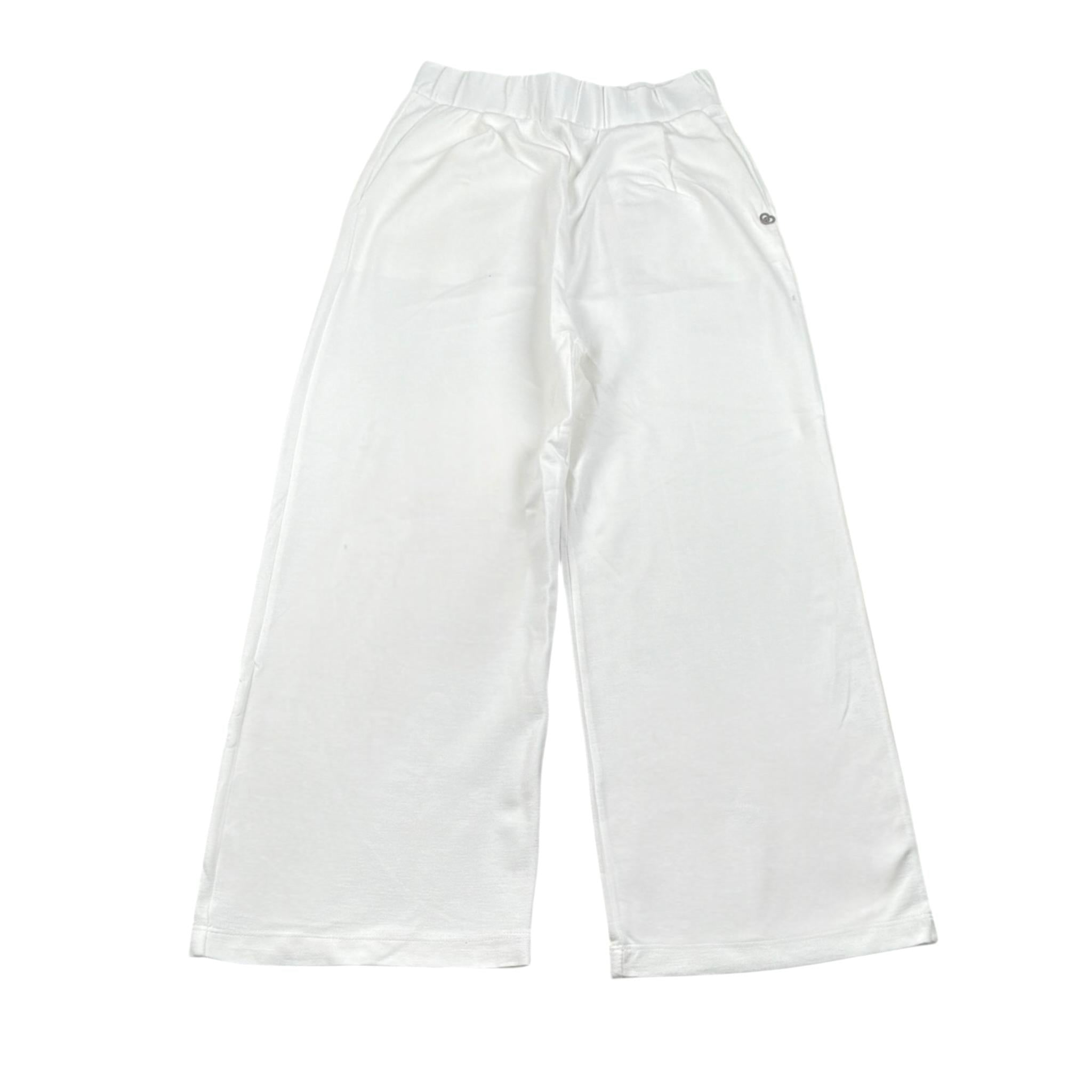 Please Pantalone Tinta Unita Modello A Palazzo per Bambina PE30171G73 BIANCO PLEASE 