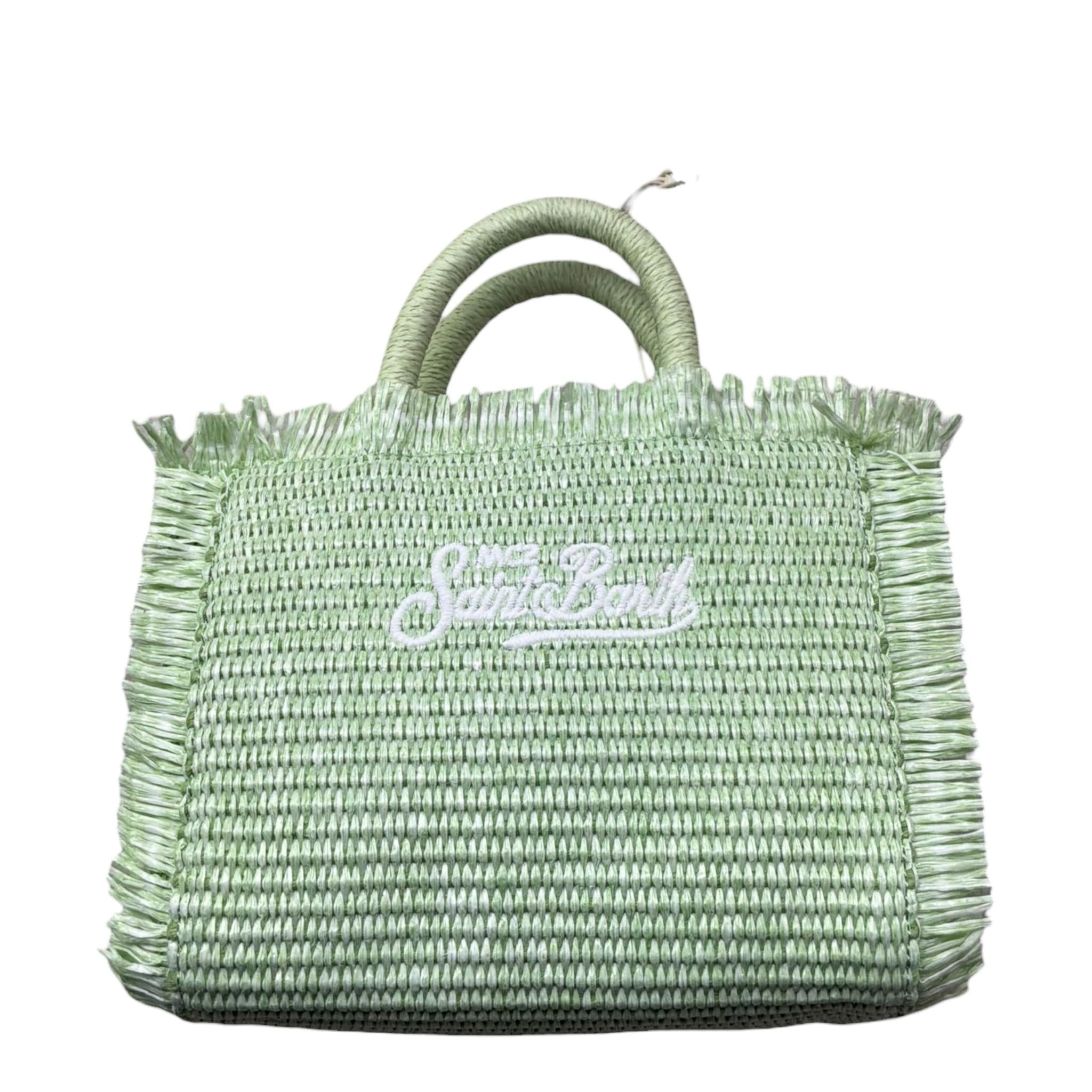 Saint Barth Borsa Tinta Unita con Stampa In Paglia per Bambina VAMI009 VERDE SAINT BARTH 
