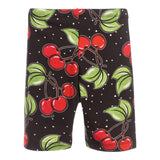 Monnalisa Leggins Ciclista Tinta Unita con Stampa Ciliegie per Bambina 115414 NERO MONNALISA 