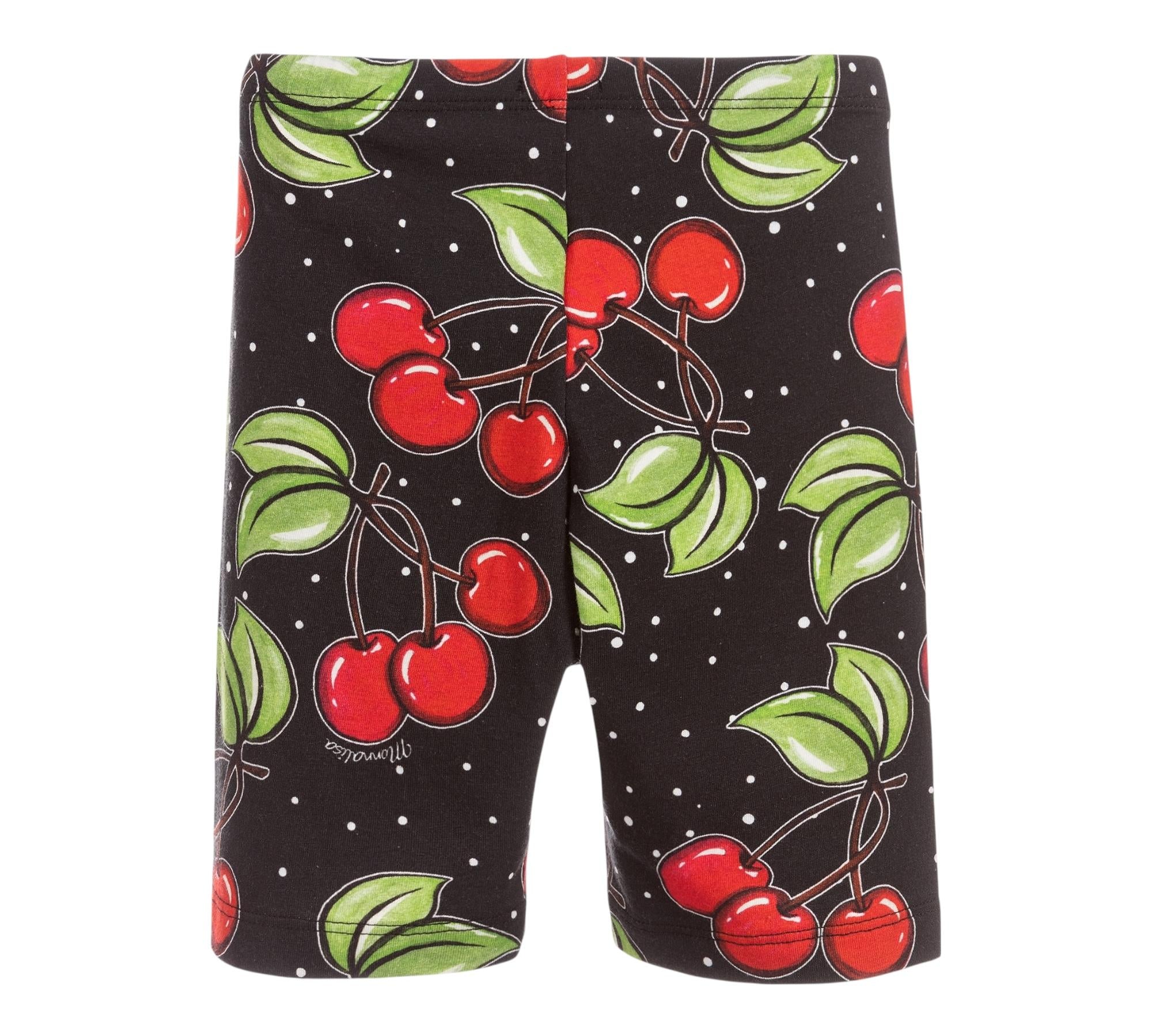 Monnalisa Leggins Ciclista Tinta Unita con Stampa Ciliegie per Bambina 115414 NERO MONNALISA 