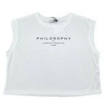 Philosophy Canotta Girocollo Tinta Unita con Logo per Bambina I1E603X BIANCO PHILOSOPHY 