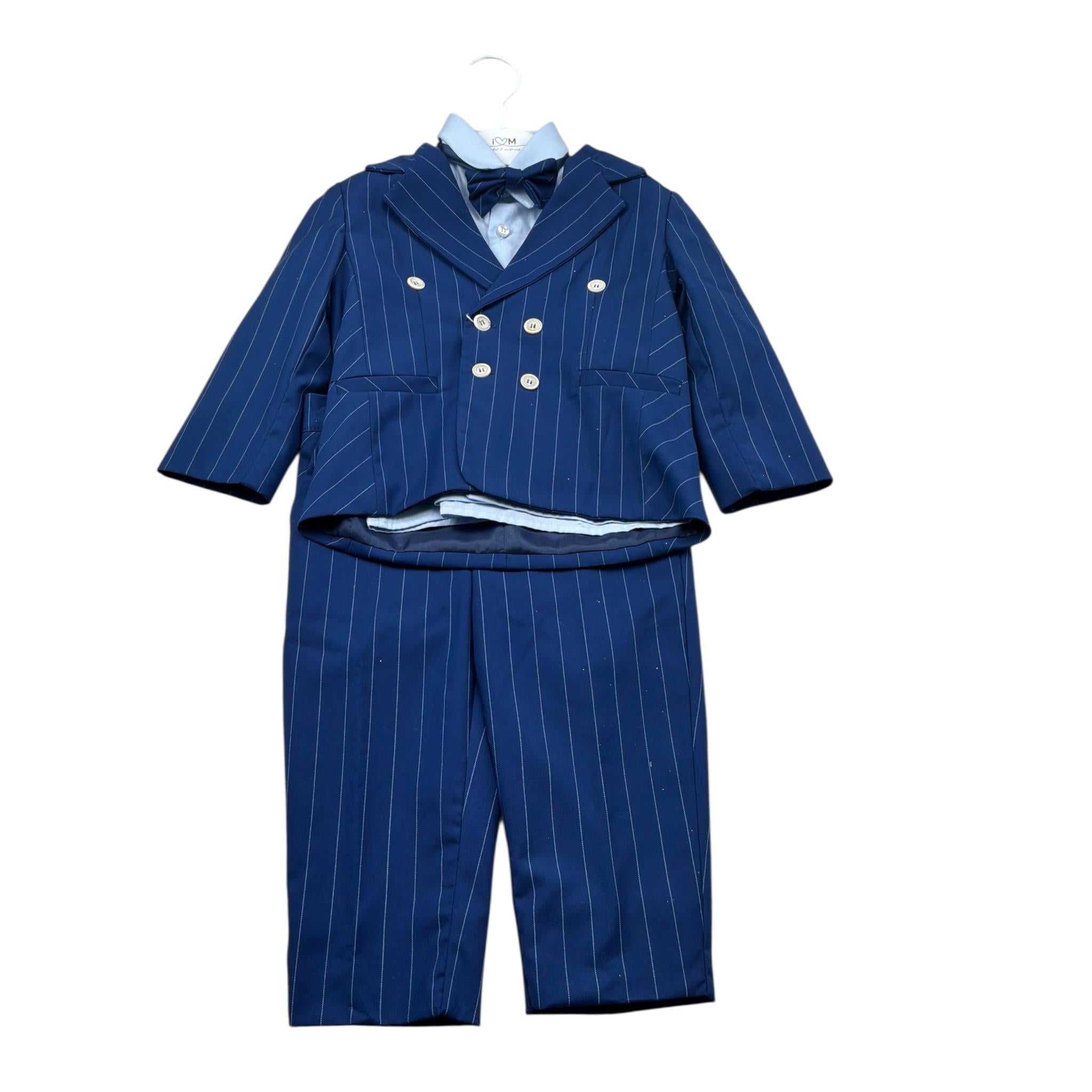 Isabel & Martinez Completo 4 Pezzi Giacca-Camicia-Pantalone-Papillions per Neonato IM25F213 BLU ISABEL & MARTINEZ 