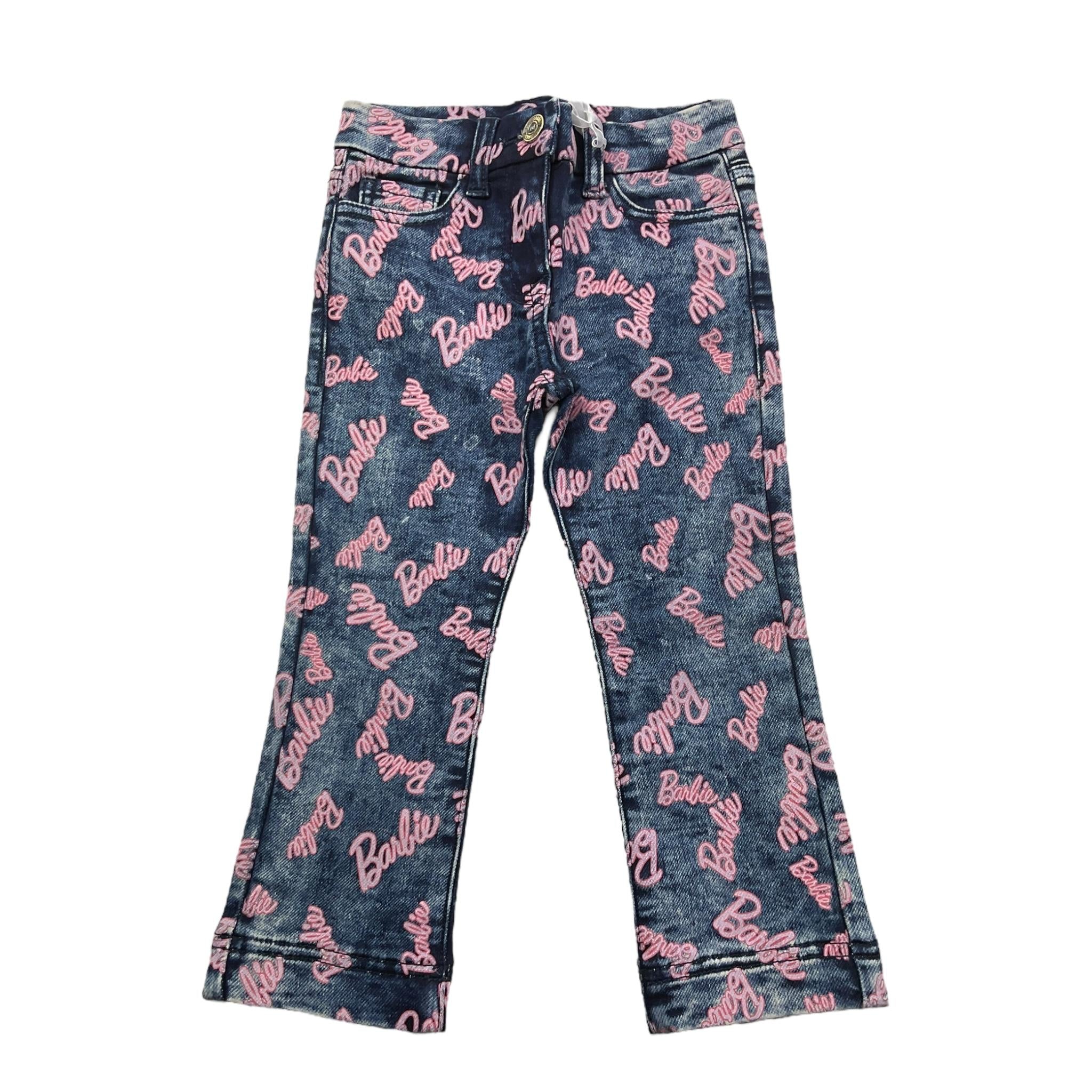 Monnalisa Jeans Tinta Unita con Stampa Barbie per Bambina 19D430 BLU MONNALISA 