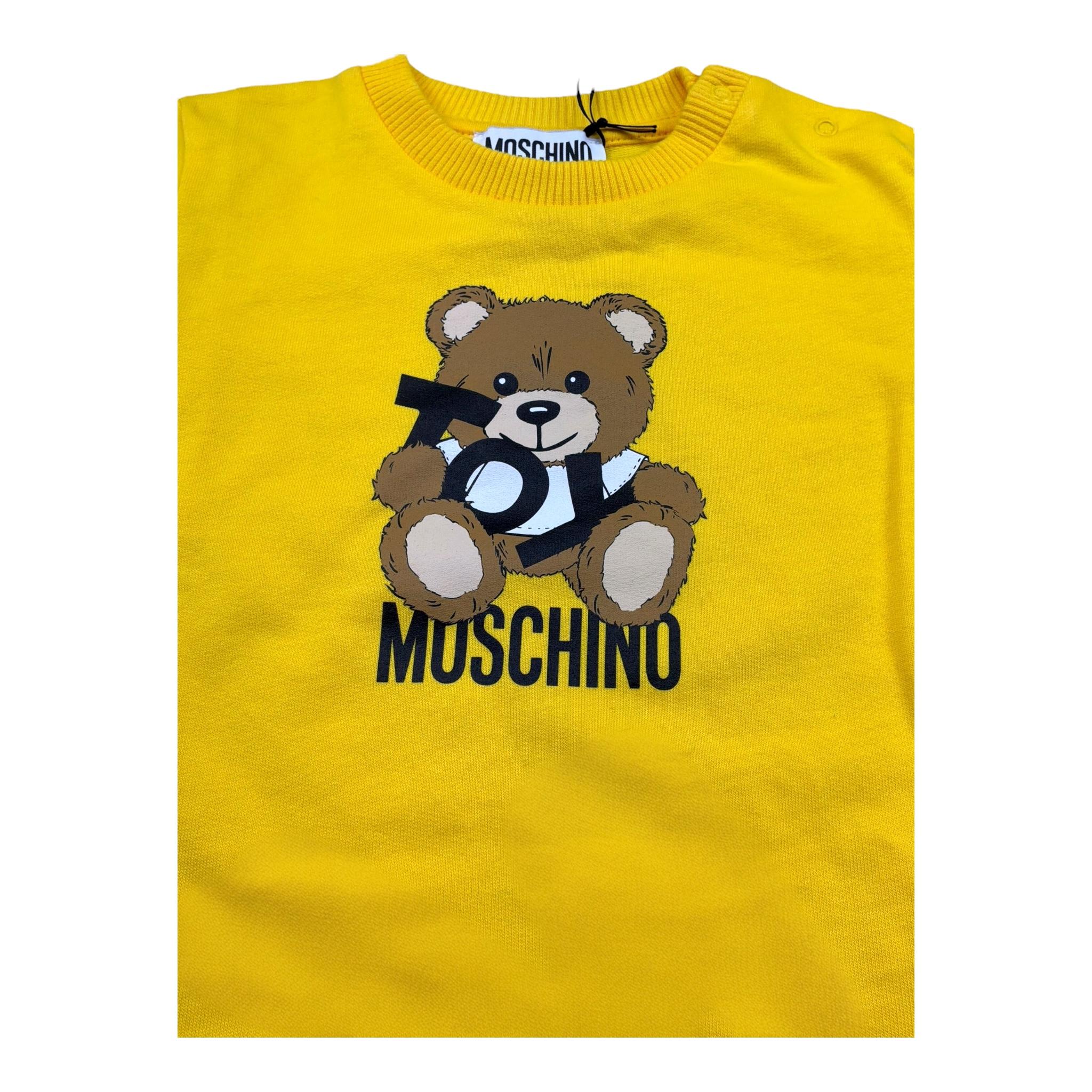 Moschino Abito Girocollo Tinta Unita con Stampa per Neonata MDV0C9XX GIALLO MOSCHINO 