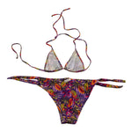 Matinée Costume 2 Pezzi Triangolo-Slip Tinta Unita con Fantasia per Bambina CC4009 VIOLA MATINÉE 