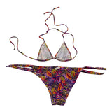 Matinée Costume 2 Pezzi Triangolo-Slip Tinta Unita con Fantasia per Bambina CC4009 VIOLA MATINÉE 