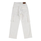Manila Grace Pantalone Tinta Unita Modello Cargo Bianco Per Bambina