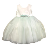 Bella Brilli Abito Cerimonia Bicolor Con Gonna Tulle,Giromanica Bianco/Verde Per Bambina