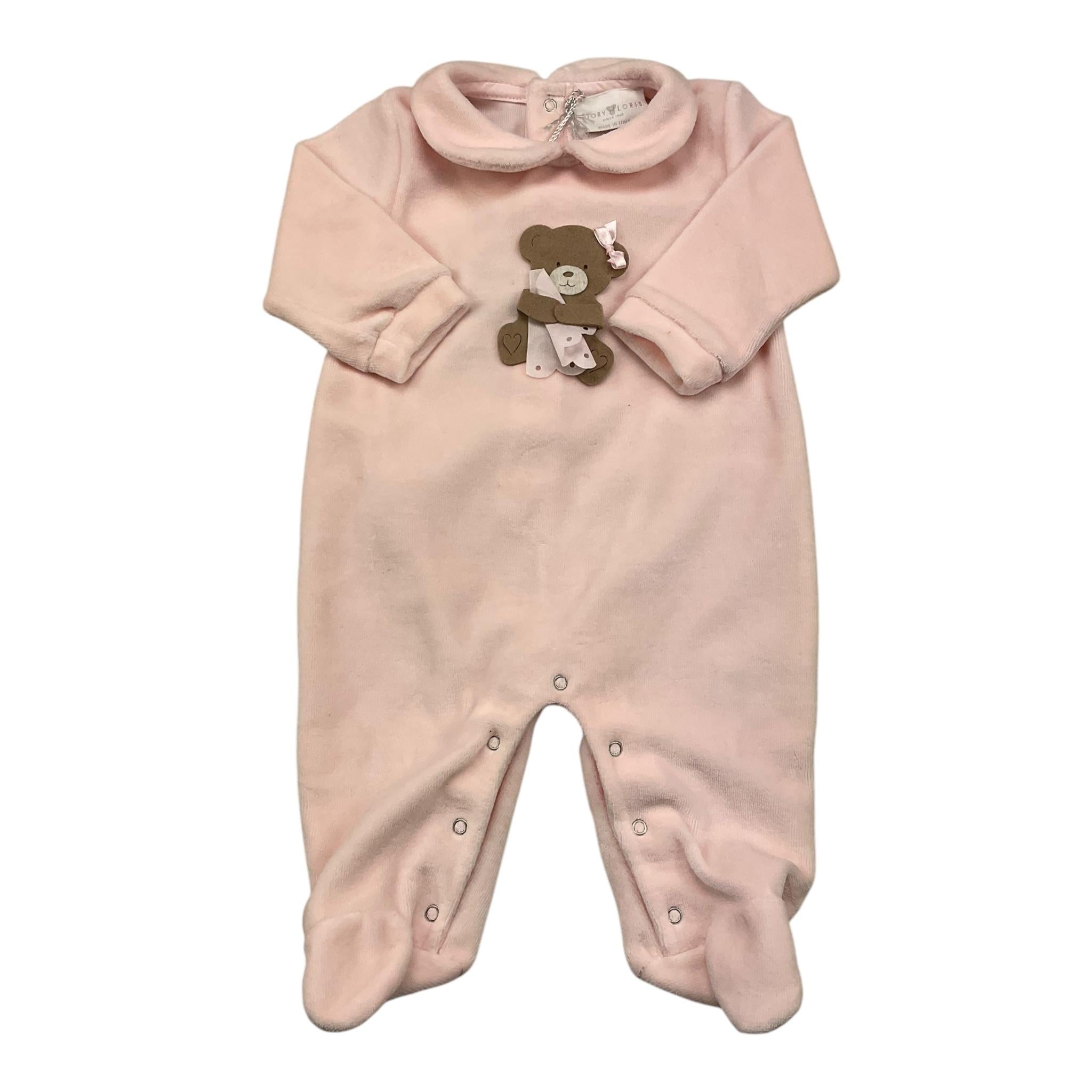 STORY LORIS tutina manica lunga tinta unita in ciniglia Rosa per Neonata 6L11790 ROSA STORY LORIS 