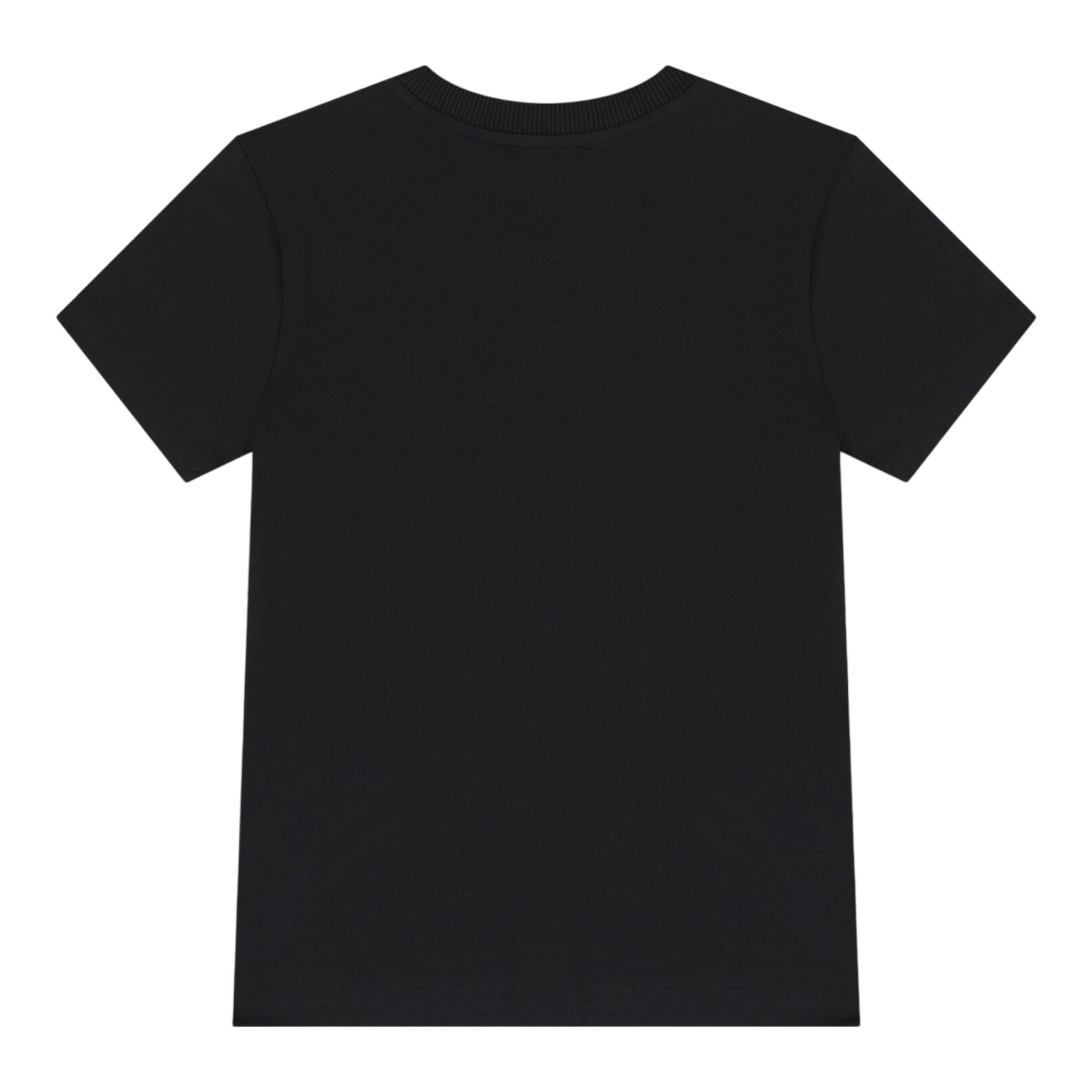 Moschino T-Shirt Girocollo Tinta Unita con Stampe In Contrasto per Neonato MUM04FX NERO MOSCHINO 