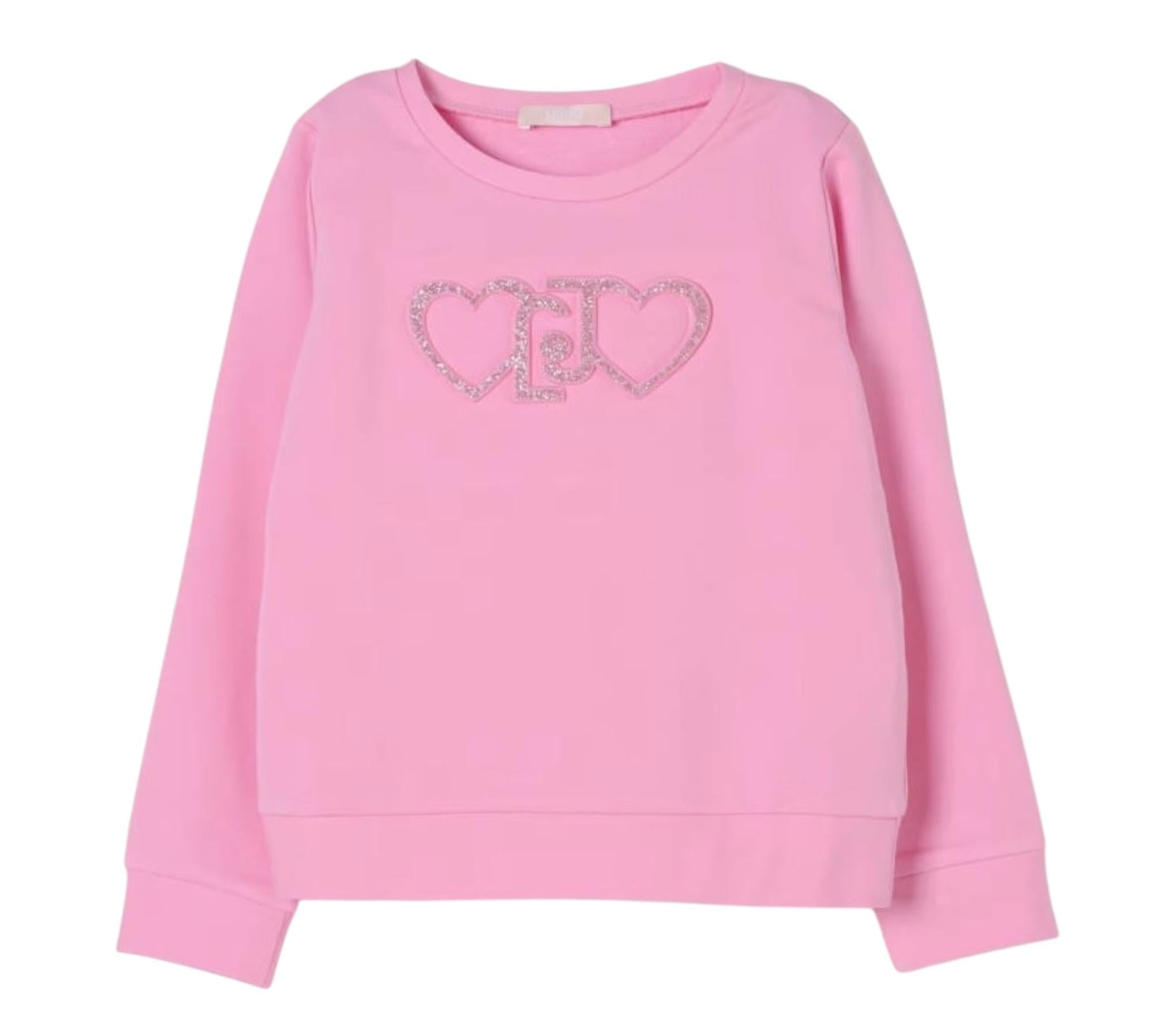 Liu Jo Felpa Chiusa Girocollo Tinta Unita con Logo per Bambina KA5014J ROSA LIU JO 
