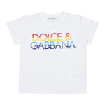 DOLCE & GABBANA t-shirt girocollo tinta unita con logo Bianco per Neonato L1JTEYG7KO0 BIANCO DOLCE & GABBANA 