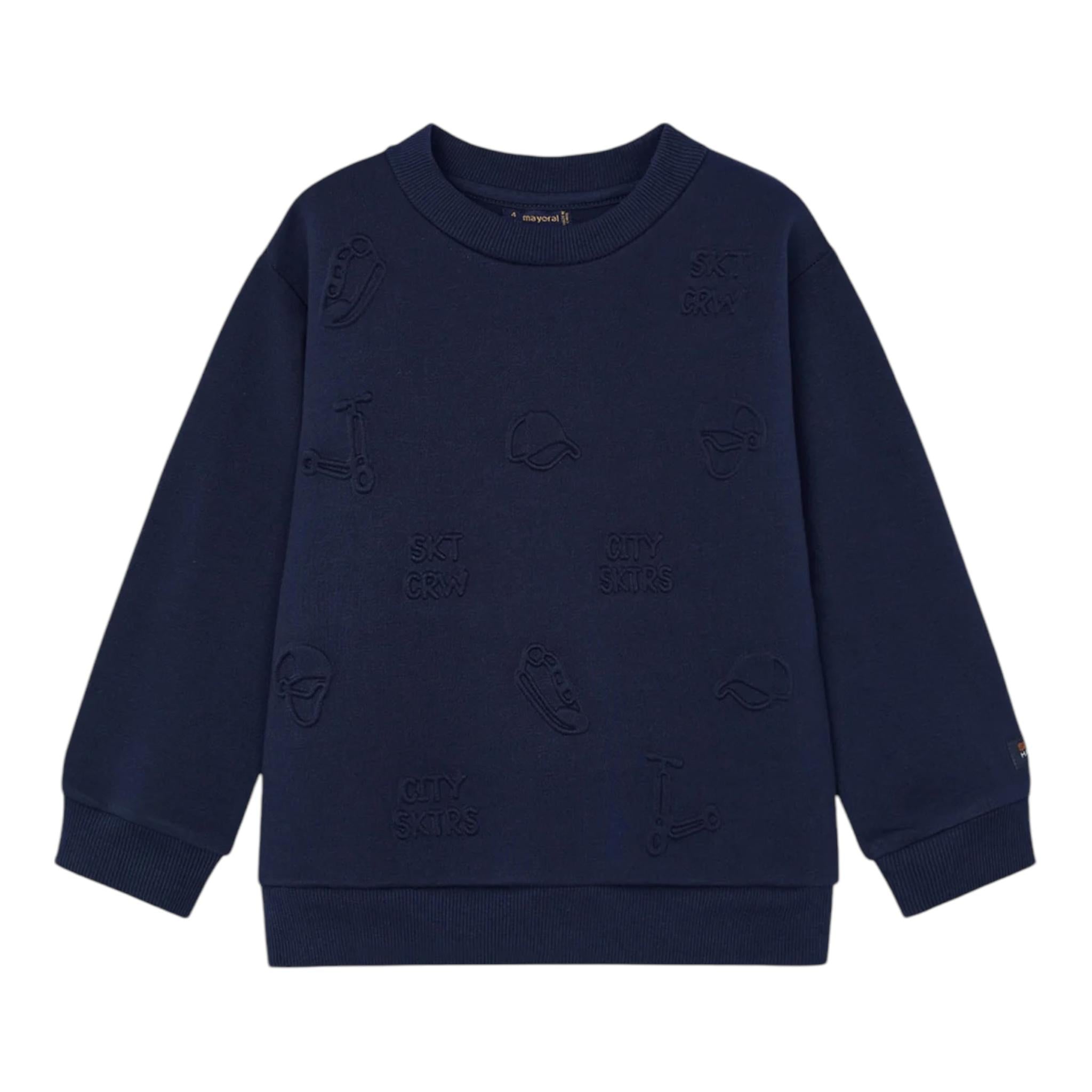 MAYORAL felpa tinta unita girocollo con stampa in rilievo Blu per Neonato 4454N BLU MAYORAL 