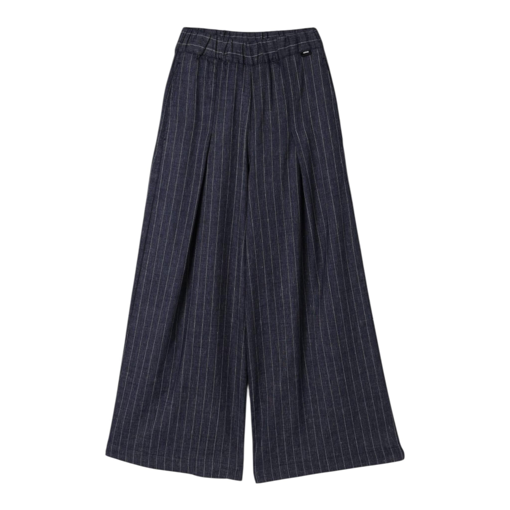 Aspesi Pantalone Modello A Palazzo con Fantasia A Righe per Bambina S25075PLN1007 BLU ASPESI 