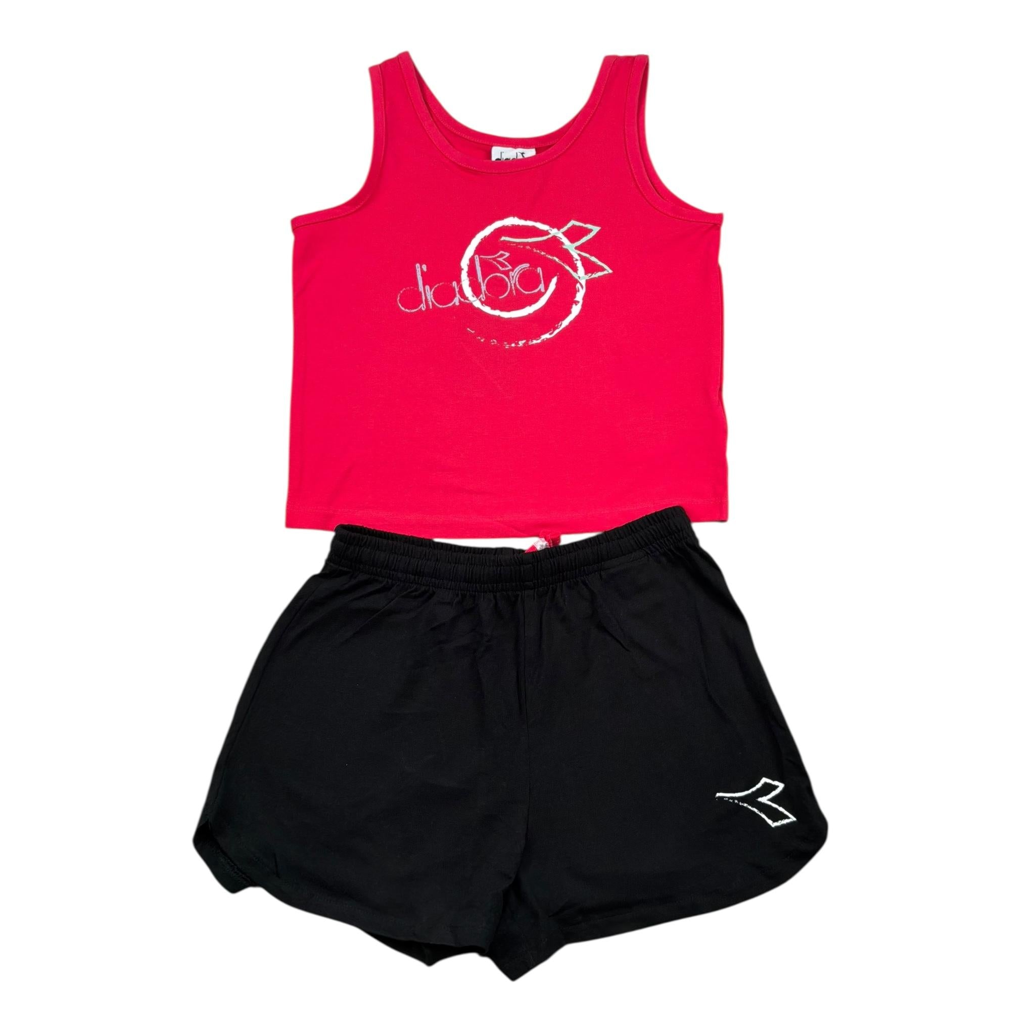 Diadora Completo 2 Pezzi Canotta-Short Bicolore per Bambina 102181717 FUXIA/NERO DIADORA 