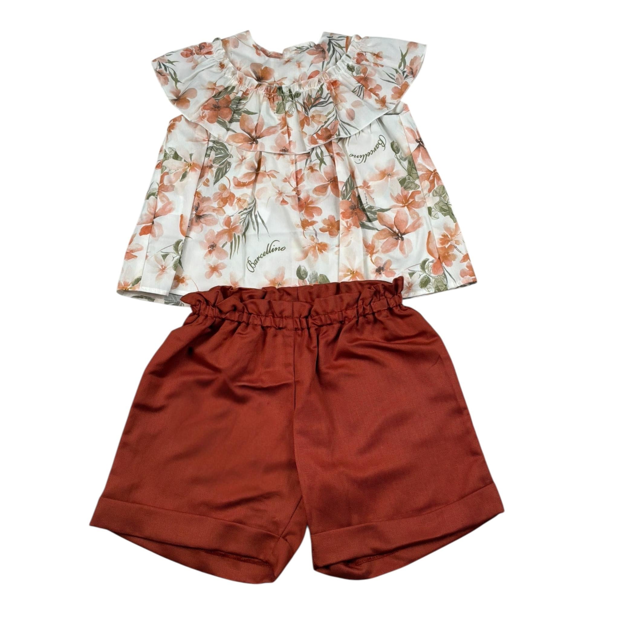 Barcellino Completo 2 Pezzi Camicia-Short per Bambina 121512 BIANCO BARCELLINO 