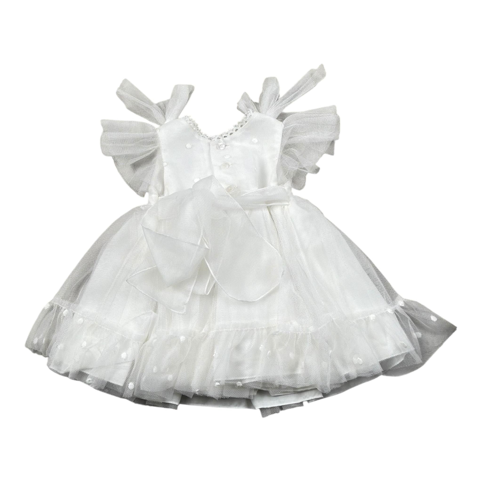 Amaya Abito Giromanica Tinta Unita con Tulle per Neonata 591002 BIANCO AMAYA 