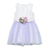 Abel & Lula Abito Giromanica Bicolore con Tulle per Bambina 5052 BIANCO/LILLA ABEL & LULA 