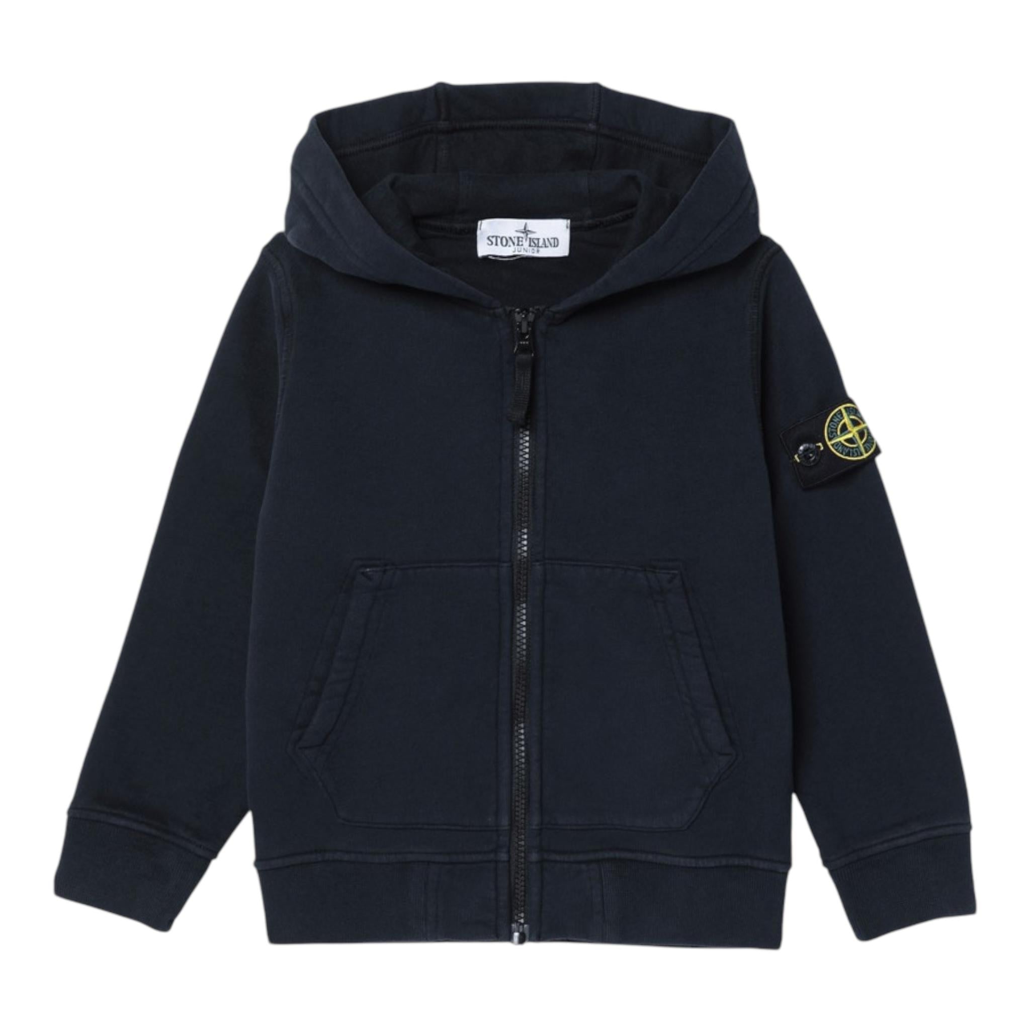 STONE ISLAND felpa tinta unita con zip e cappuccio Blu per Neonato 811660720 BLU STONE ISLAND 