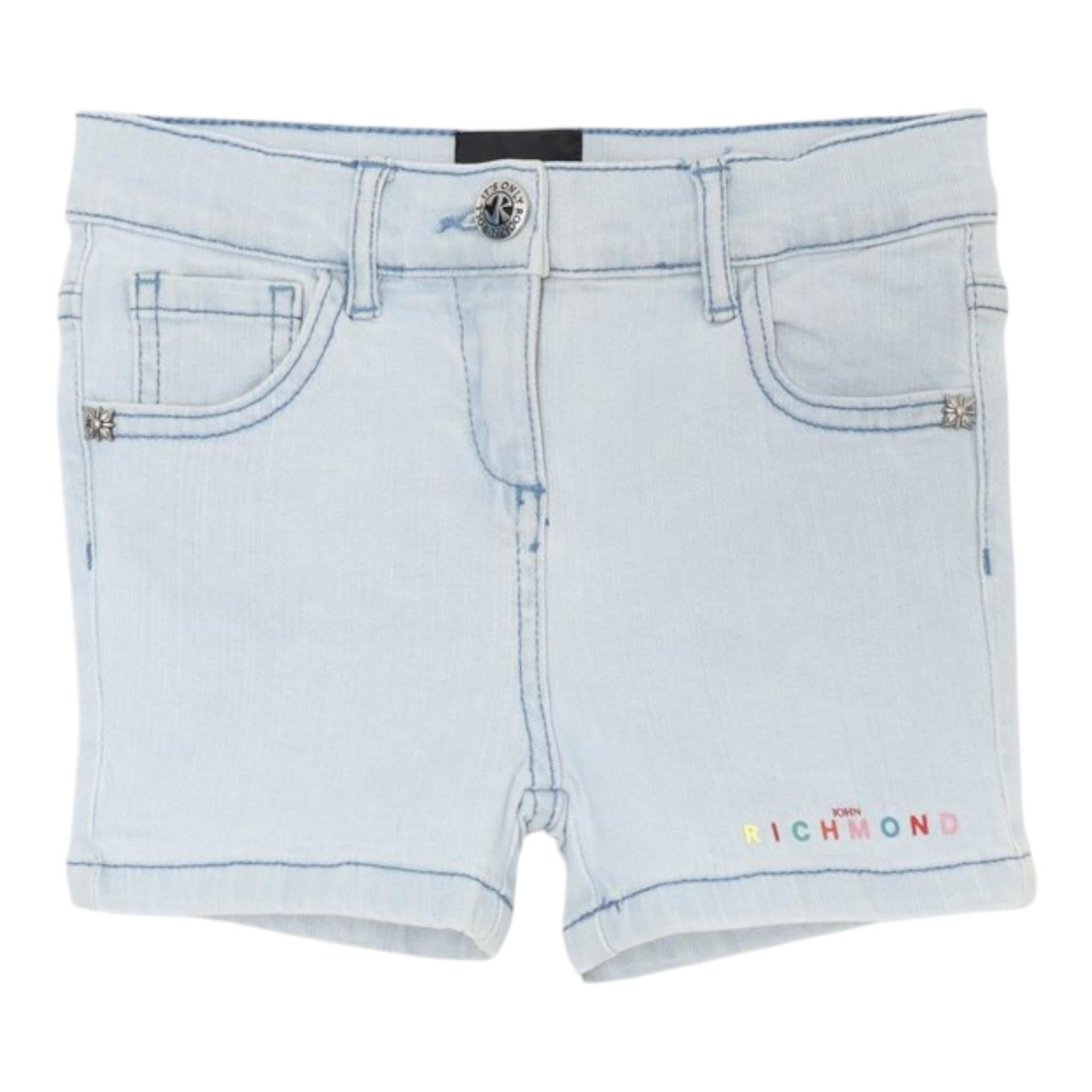 John Richmond Short In Denim Tinta Unita con Logo per Bambina RIP25031SHJXX AZZURRO JOHN RICHMOND 