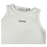 Calvin Klein Abito Tinta Unita Giromanica con Logo per Bambina IG0IG02906XX PANNA CALVIN KLEIN 
