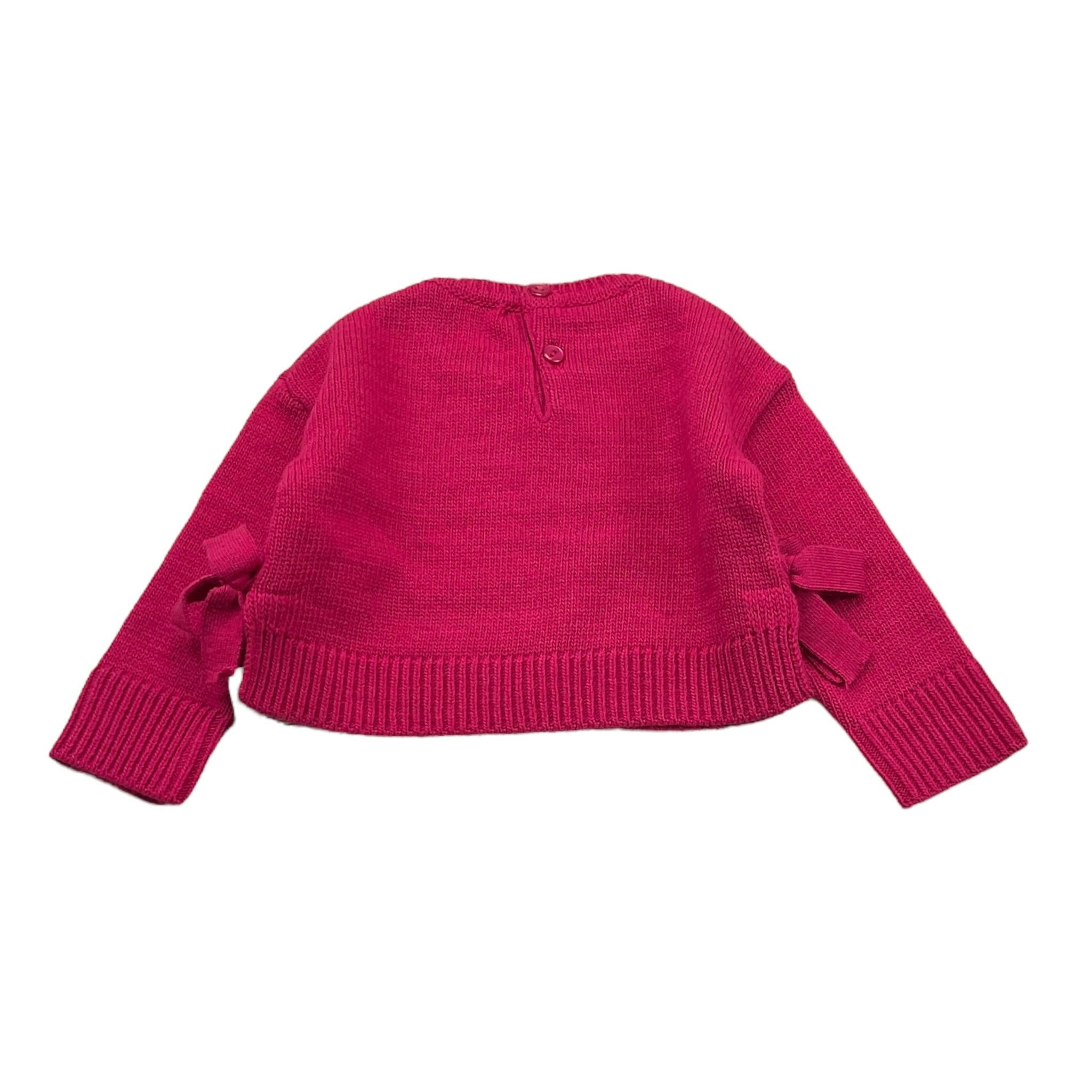 M+E' maglia girocollo tinta unita con fiocchi Fuxia per Neonata UE1036 FUXIA M+E' 