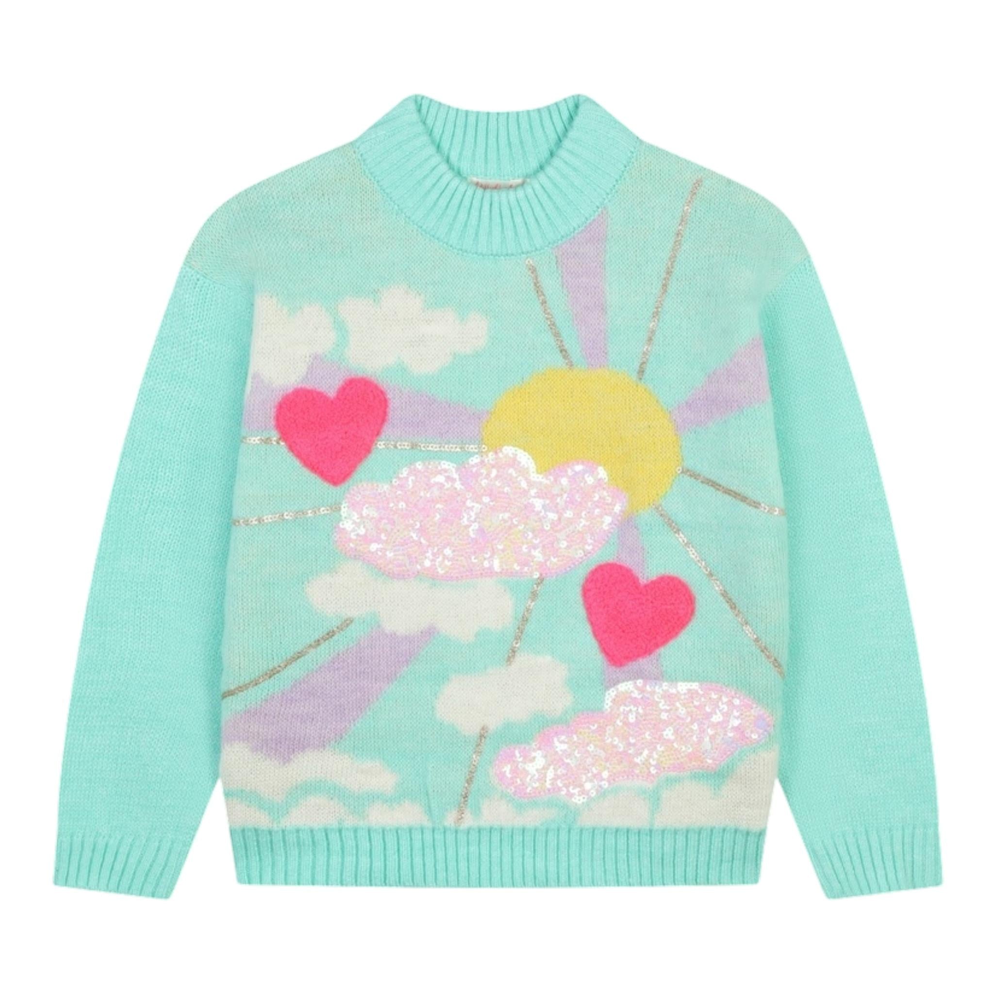 BillIEBLUSH maglia girocollo tinta unita con paillettes Verde acqua per Neonata U20461N VERDE ACQUA BillIEBLUSH 