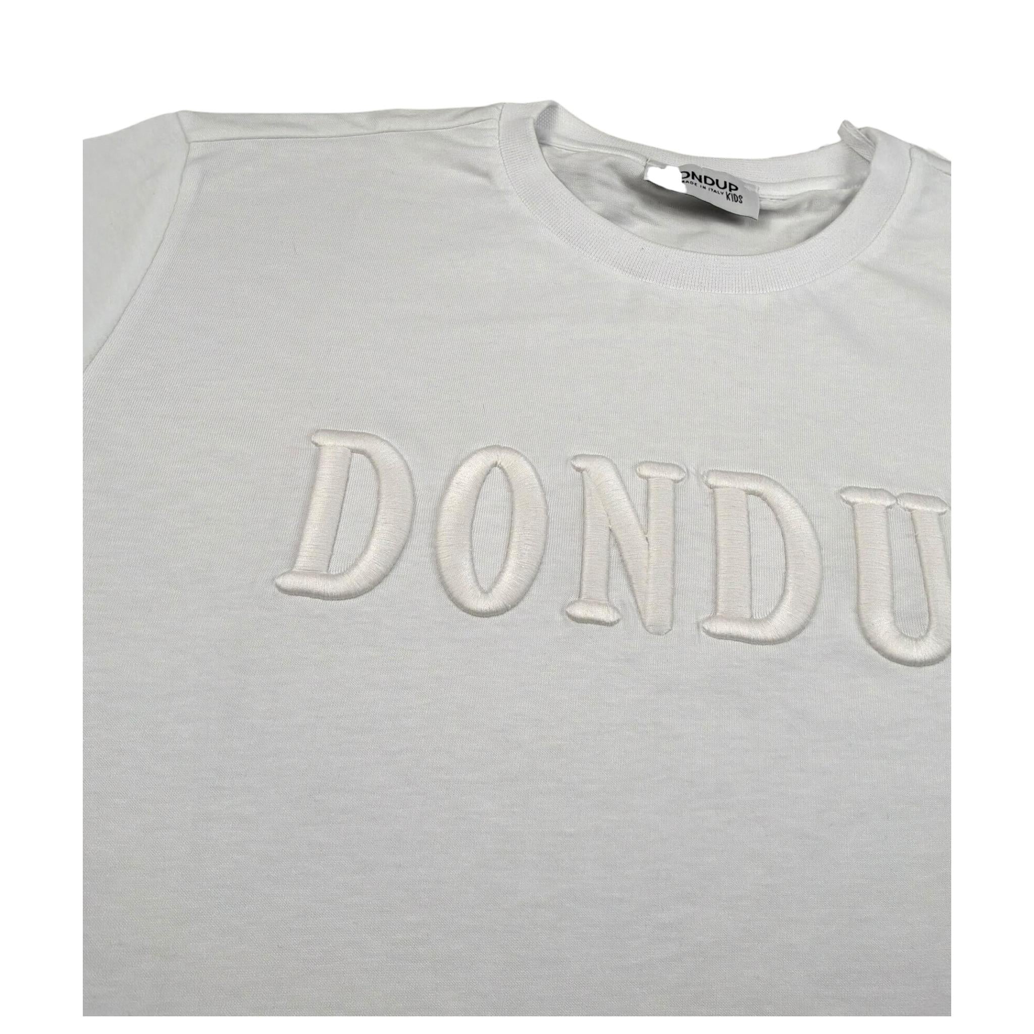Dondup T-Shirt Girocollo Tinta Unita con Stampa per Bambina DMTS037XX BIANCO DONDUP 