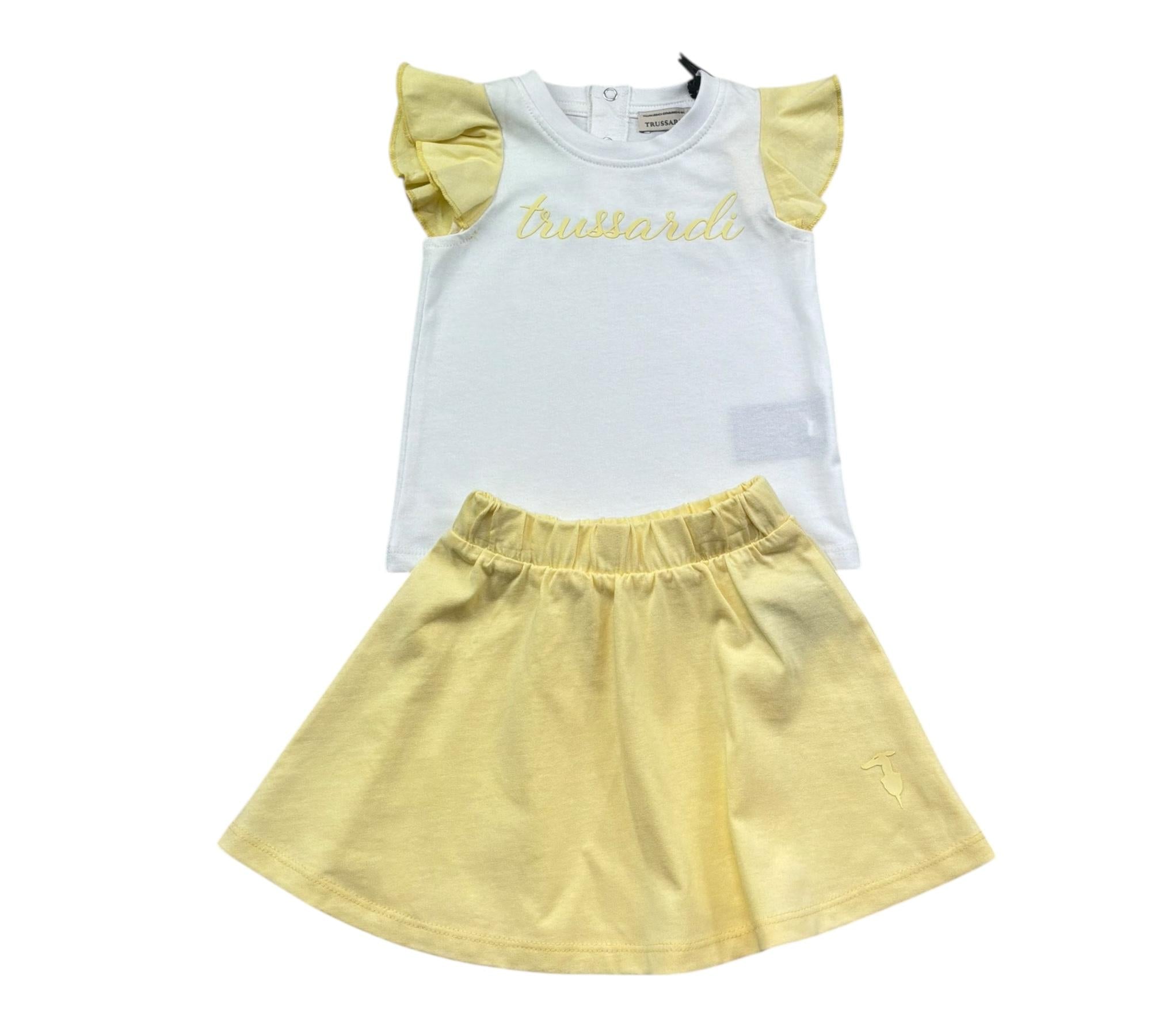 Trussardi Completo 2 Pezzi T-Shirt-Gonna Bicolore per Neonata TIP26022CJ BIANCO/GIALLO TRUSSARDI 