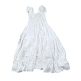 Magil Abito Tinta Unita con Arriccio per Bambina HN20004 BIANCO MAGIL 