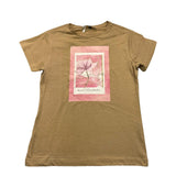 Yes Zee T-Shirt Girocollo Tinta Unita Con Stampa Beige Per Bambina