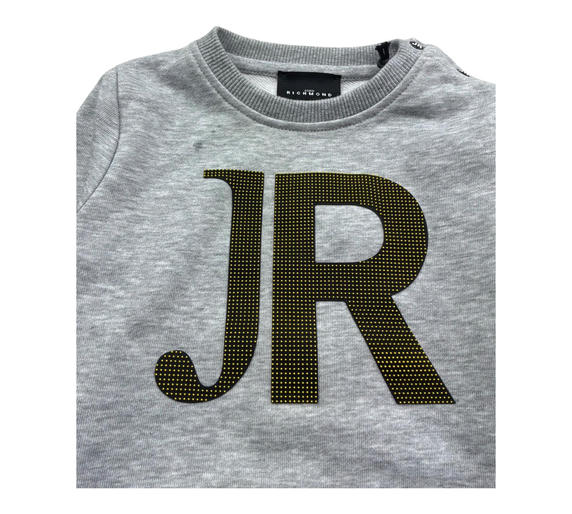 John Richmond Felpa Chiusa Girocollo Tinta Unita con Stampa per Neonato RIP26078FE GRIGIO JOHN RICHMOND 