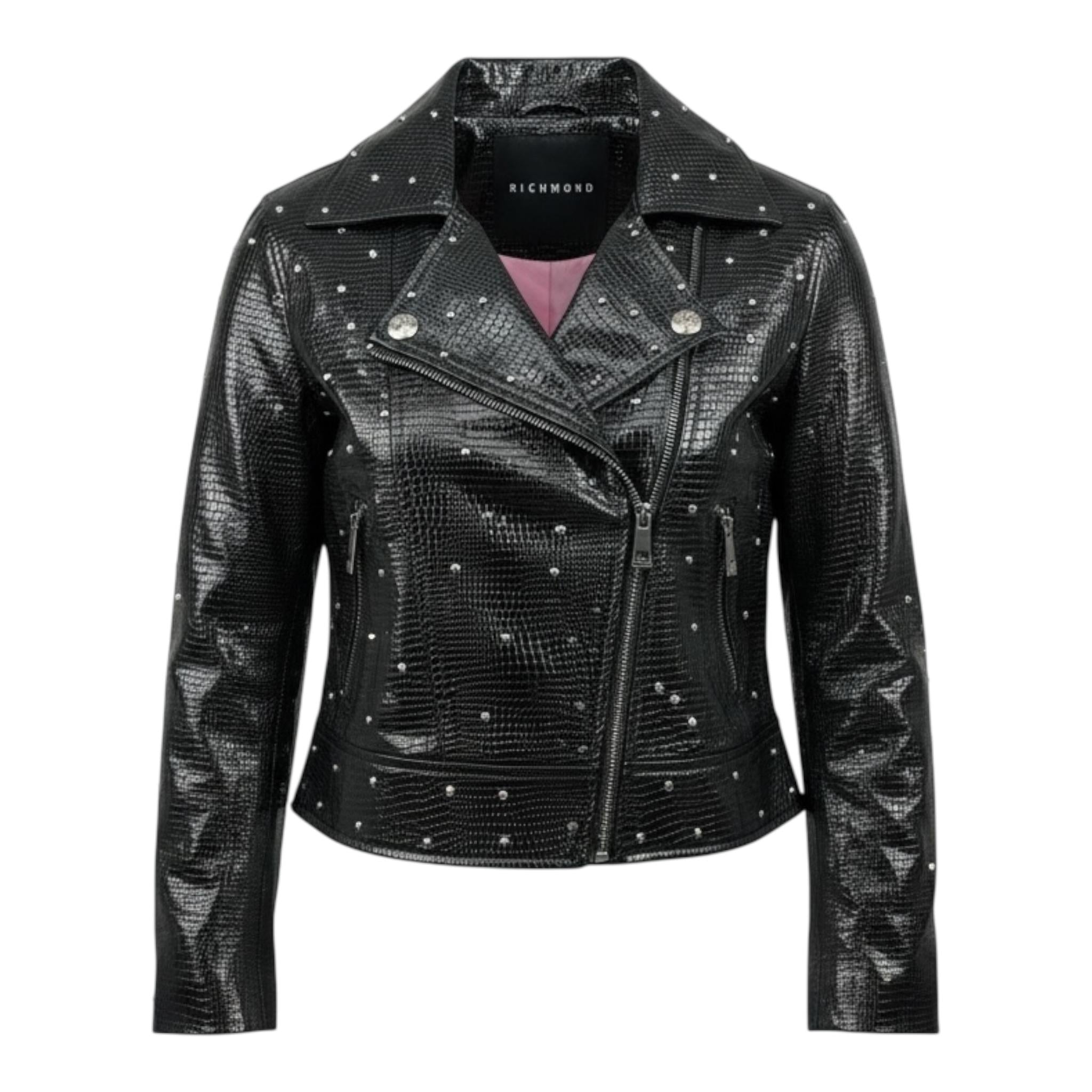 John Richmond Giubbino In Ecopelle con Borchie per Bambina RGP26106GB NERO JOHN RICHMOND 