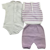 Little Bear Completo 3 Pezzi Body-Gilet-Pantalone Lilla Per Neonata