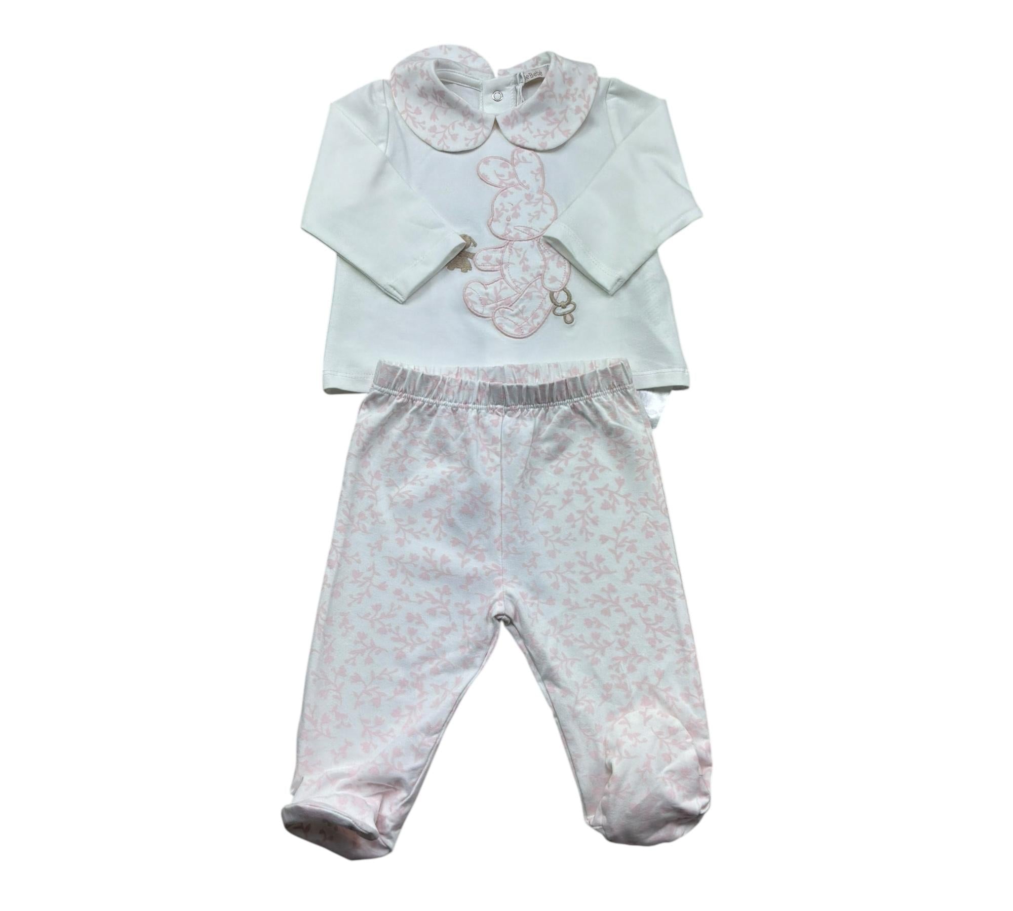 Le Bebe Completo 2 Pezzi Shirt-Ghettina Tinta Unita per Neonata LBG6291 BIANCO LE BEBE 