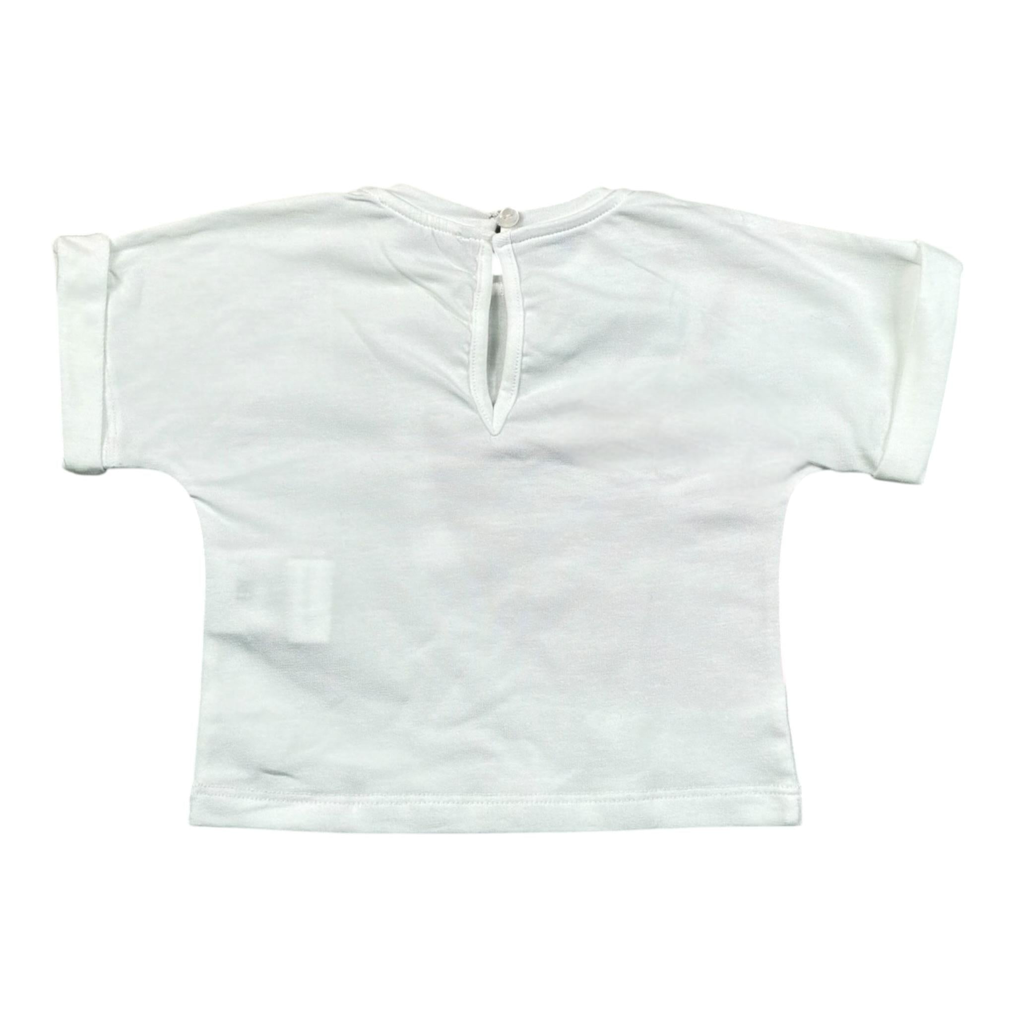 Miss Grant T-Shirt Girocollo Tinta Unita con Stampa per Neonata MG1277 BIANCO MISS GRANT 